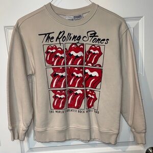 Zara Beige Rolling Stones Graphic Sweatshirt